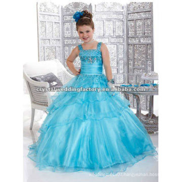 2013 new beaded sky blue tiered custom-made ball gown junior girls pageant dress CWFaf4696